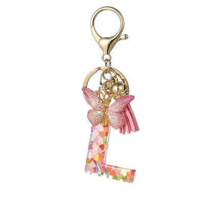 🔥Butterfly Letter Keychain Tassel Design Vibrant Durable Lightweight Gift