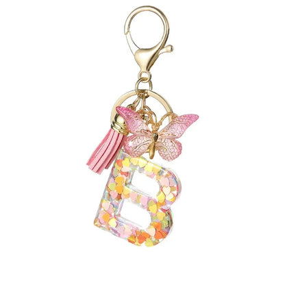 🔥Butterfly Letter Keychain Tassel Design Vibrant Durable Lightweight Gift