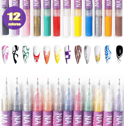 🎨Set of 12 colorful nail art markers🌈