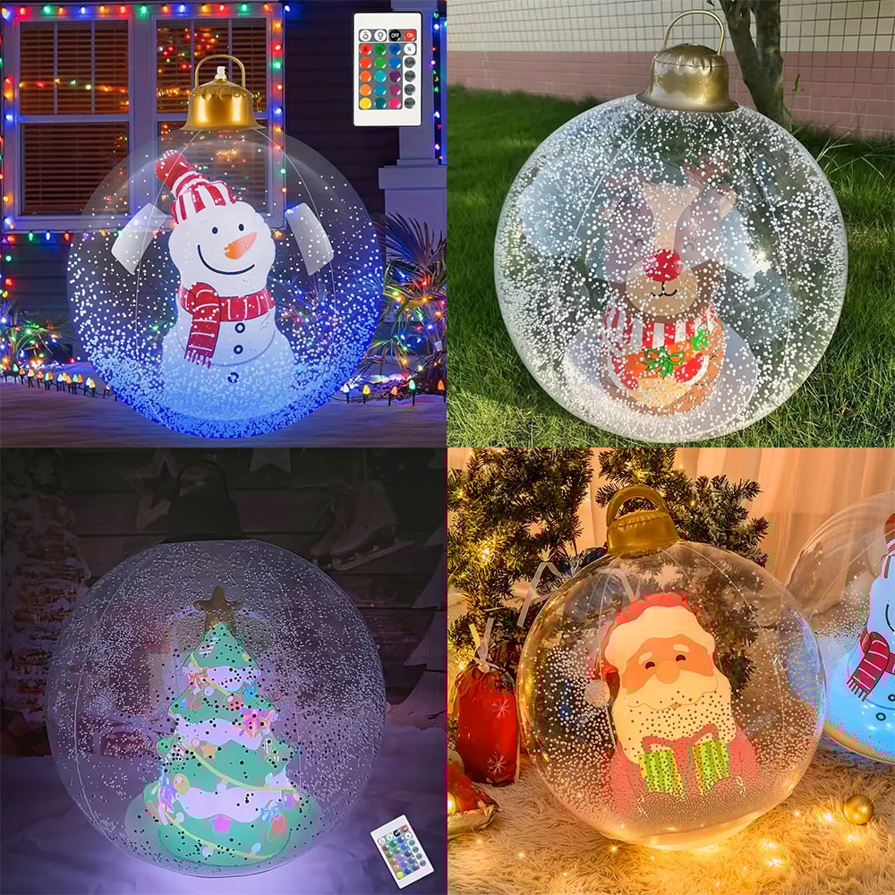 🎄24-inch Light-Up Christmas Ball, Outdoor Decoration with LED Lights