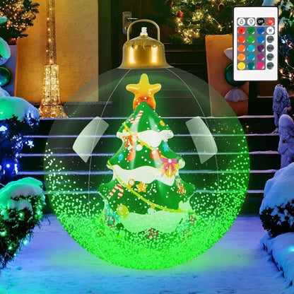 🎄24-inch Light-Up Christmas Ball, Outdoor Decoration with LED Lights