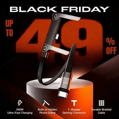 🔥 Last Chance: 49% Off Year-End Sale🔥 2-in-1 Invisible Holder Charger Cable – 240W Fast Charging Cord with Built-In Phone Stand