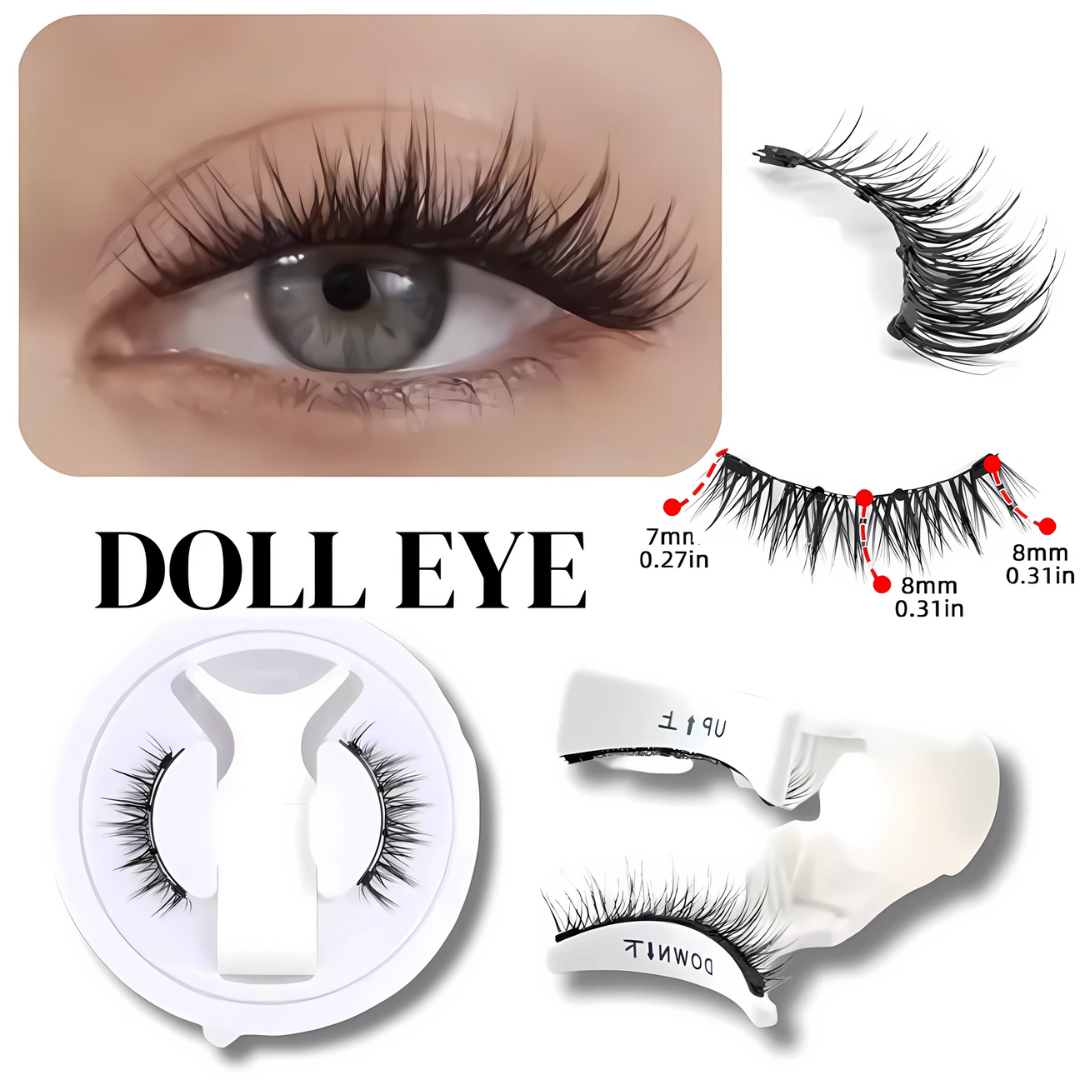 Magnetic Eyelashes Kit - Spiky Eyelash Clusters with Applicator Eyelash Curlers & Eyebrow Kit Glue-Free Waterproof Lightweight