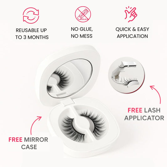 Magnetic Eyelashes Kit - Spiky Eyelash Clusters with Applicator Eyelash Curlers & Eyebrow Kit Glue-Free Waterproof Lightweight