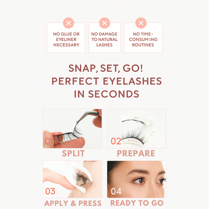 Magnetic Eyelashes Kit - Spiky Eyelash Clusters with Applicator Eyelash Curlers & Eyebrow Kit Glue-Free Waterproof Lightweight