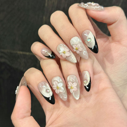 🌸Peach Blossom Pink Handmade Cat-Eye Press-On Nails (Salon-level elegance in just 10 minutes)