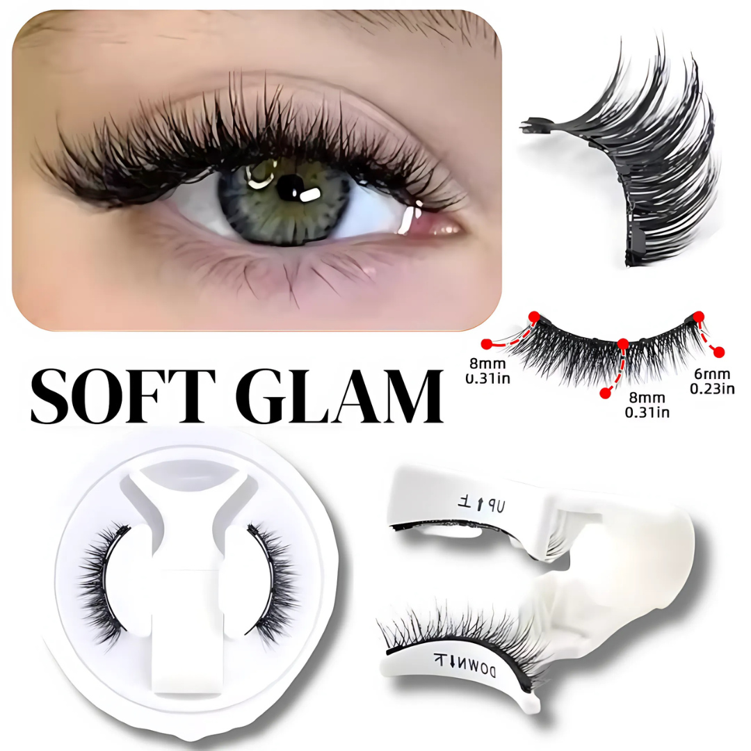 Magnetic Eyelashes Kit - Spiky Eyelash Clusters with Applicator Eyelash Curlers & Eyebrow Kit Glue-Free Waterproof Lightweight