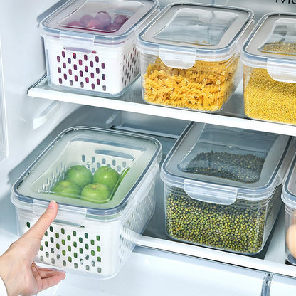 3-Piece Stackable Fridge Storage Containers with Removable Colander