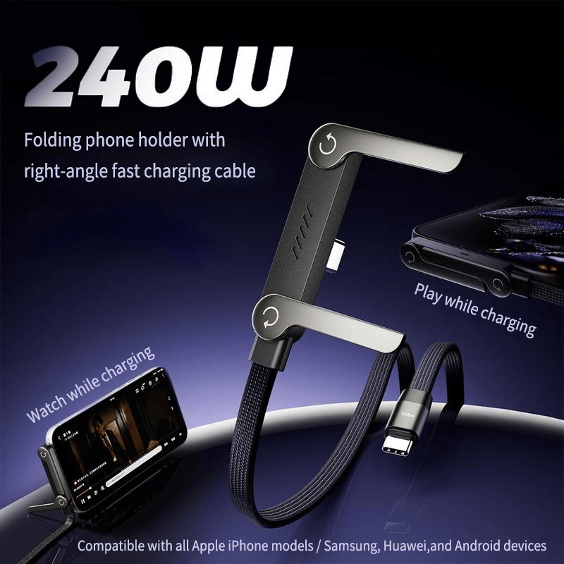 🔥 Last Chance: 49% Off Year-End Sale🔥 2-in-1 Invisible Holder Charger Cable – 240W Fast Charging Cord with Built-In Phone Stand