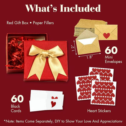 💌 Mini Love Notes Cards & Envelopes – 60-Piece Set