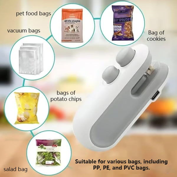 🔥Mini bag sealer with cutter and magnet✨ Keep your food fresh and organized with ease!