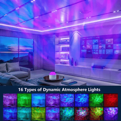 3D Water RippleProjector Light-16-Color Round Lamp withControl, Relaxation & Romantic Night Ambience