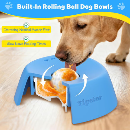 🎄Christmas Sales 48% OFF🎁Slow Feeder Dog Bowls for Liquid Treat, Anti-Slip[Entertained Ball-in] Bone Broth Dog Lick Bowl