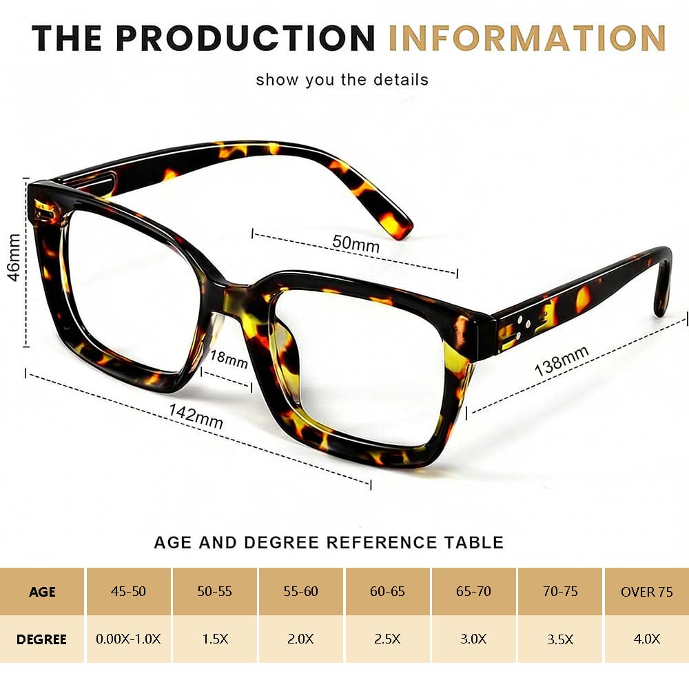 ✨👓3 Pack Tortoiseshell Reading Glasses – Blue Light Blocking Oversized Square Readers