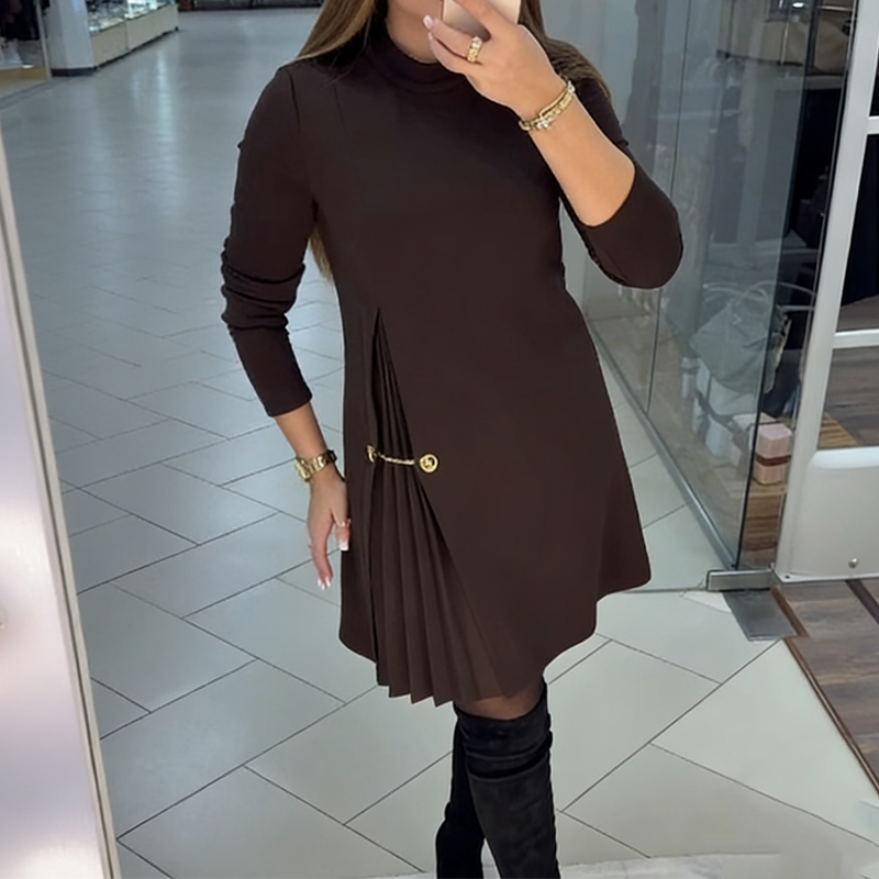 ELLIE – ELEGANT MINI DRESS WITH PLEATED ACCENTS