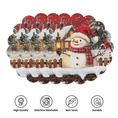 10 pcs. Winter placemats in the shape of poinsettias and pine cones, table mats made of non-slip fabric