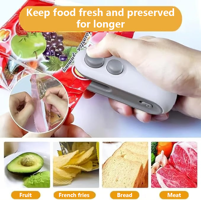🔥Mini bag sealer with cutter and magnet✨ Keep your food fresh and organized with ease!