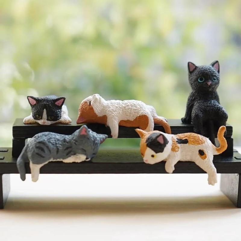 🔥Last Day 50% OFF - 5-Piece Mini Resin Cat Figurines - Cute Cartoon Desk Decor