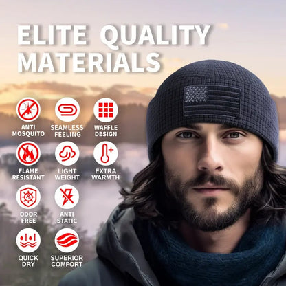 🔥American Flag Embroidery Waffle Watch Cap