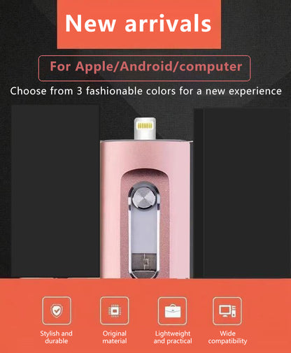 ⚡3-in-1 Flash Drive, Portable High-Speed USB 3.0 Storage