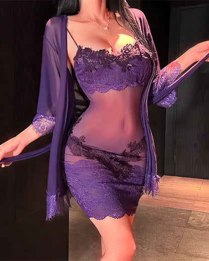 Women's lace mesh pajama set