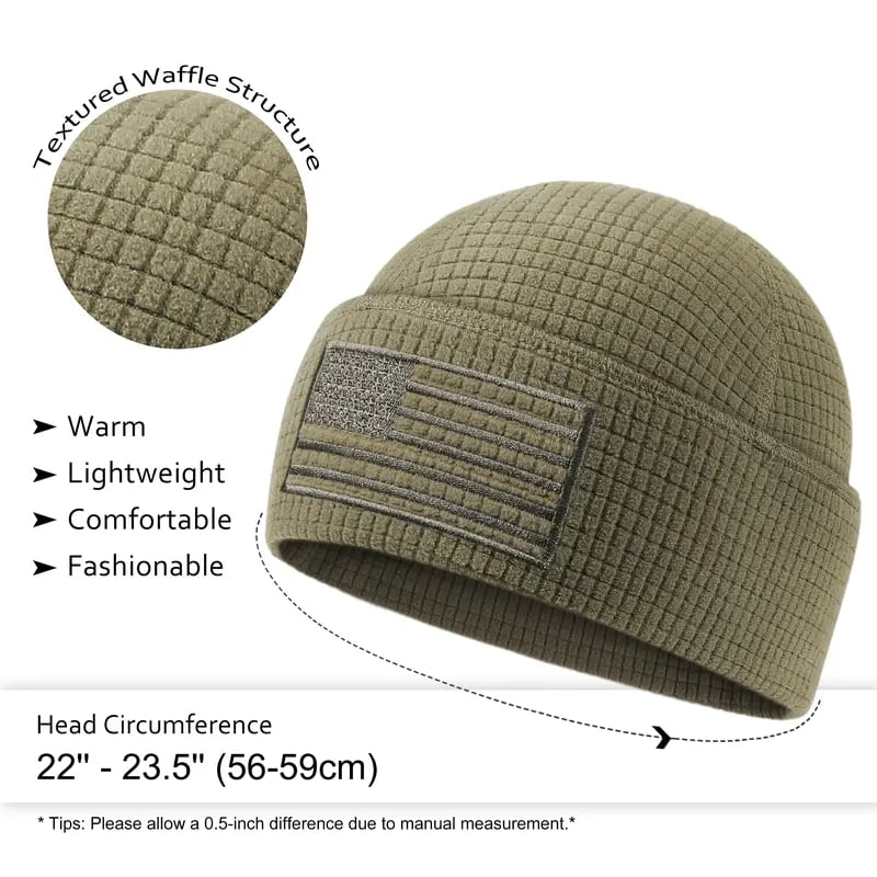 🔥American Flag Embroidery Waffle Watch Cap