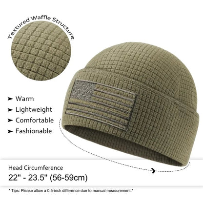 🔥American Flag Embroidery Waffle Watch Cap