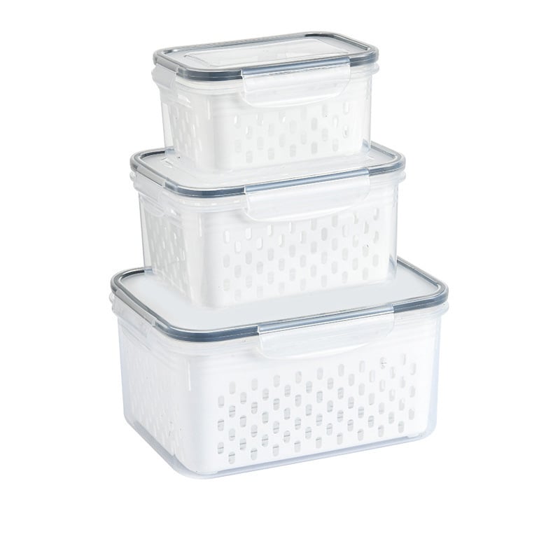 3-Piece Stackable Fridge Storage Containers with Removable Colander
