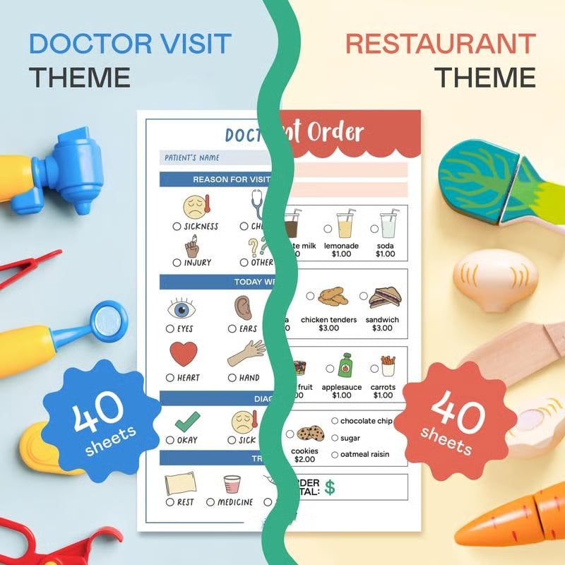 🔥Last Day 49% OFF - 🥳 Pretend Play Notepads | 2-Pack | 40 Pages Each ✨