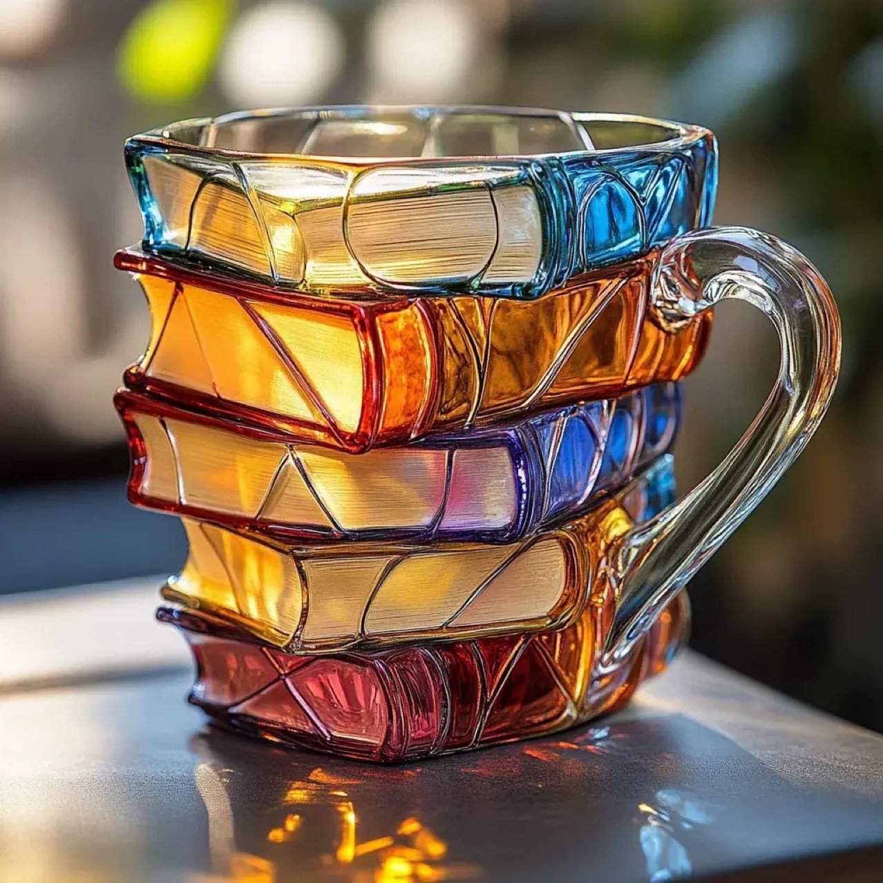 📚🎨Unique 3D Book Glass Mug – Creative & Colorful Book-Themed Gift