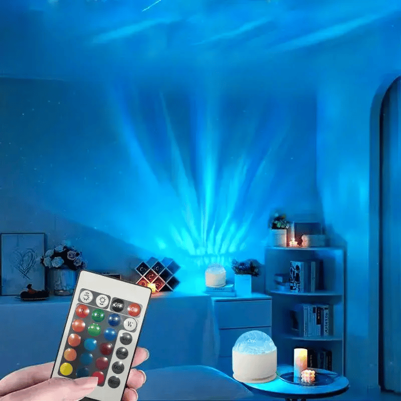 3D Water RippleProjector Light-16-Color Round Lamp withControl, Relaxation & Romantic Night Ambience