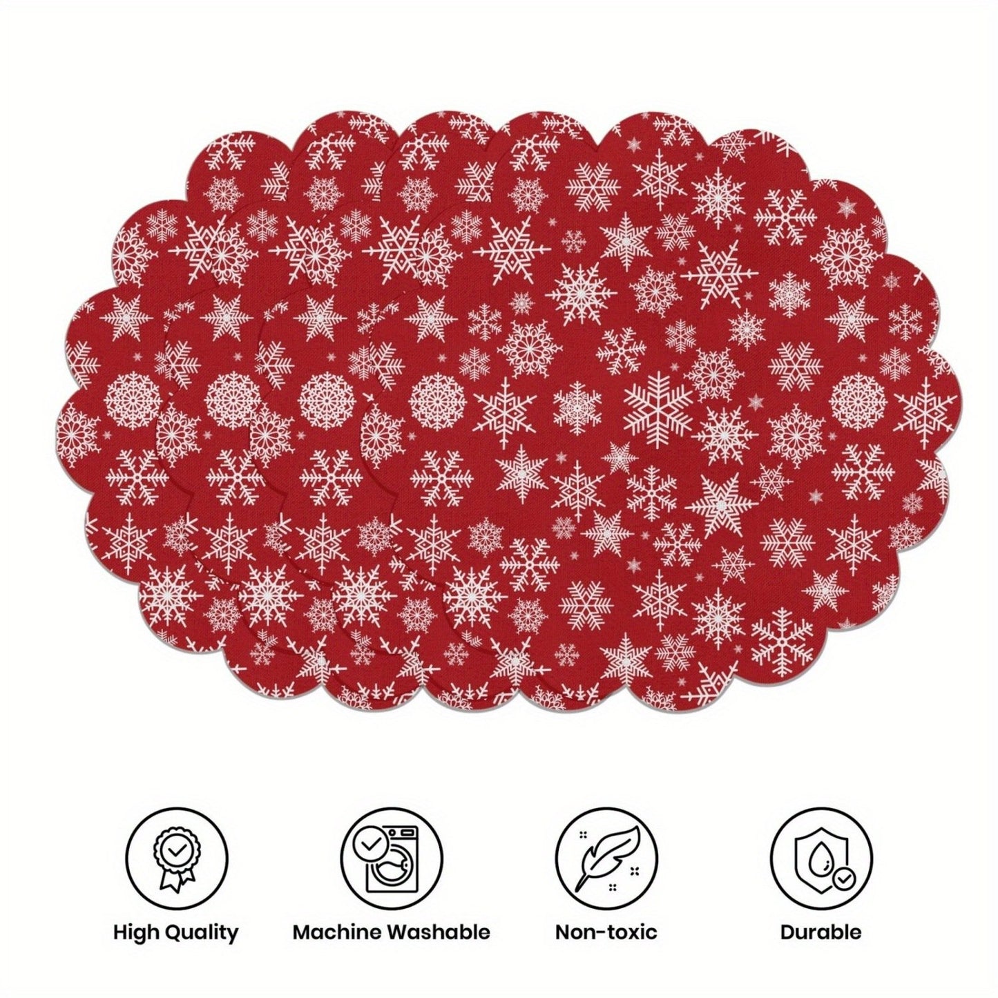 10 pcs. Winter placemats in the shape of poinsettias and pine cones, table mats made of non-slip fabric