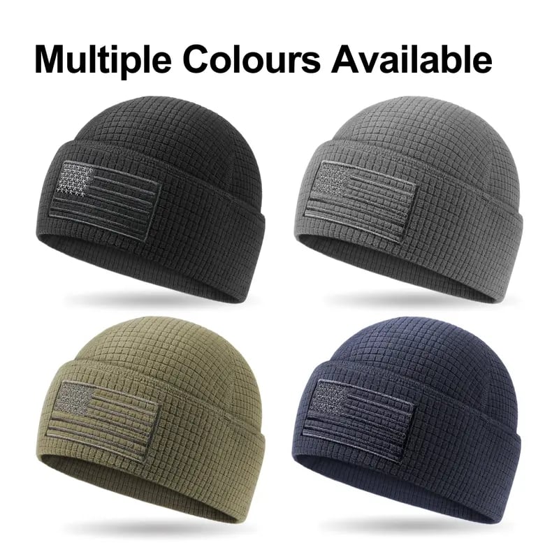 🔥American Flag Embroidery Waffle Watch Cap