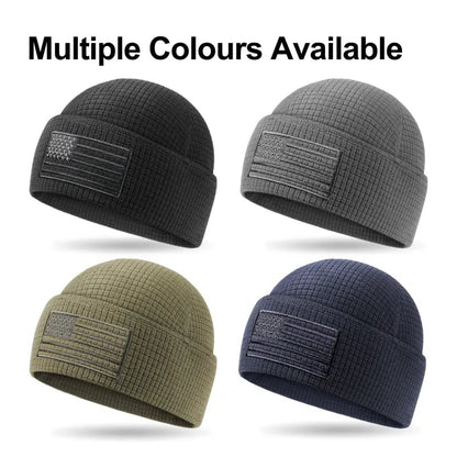 🔥American Flag Embroidery Waffle Watch Cap