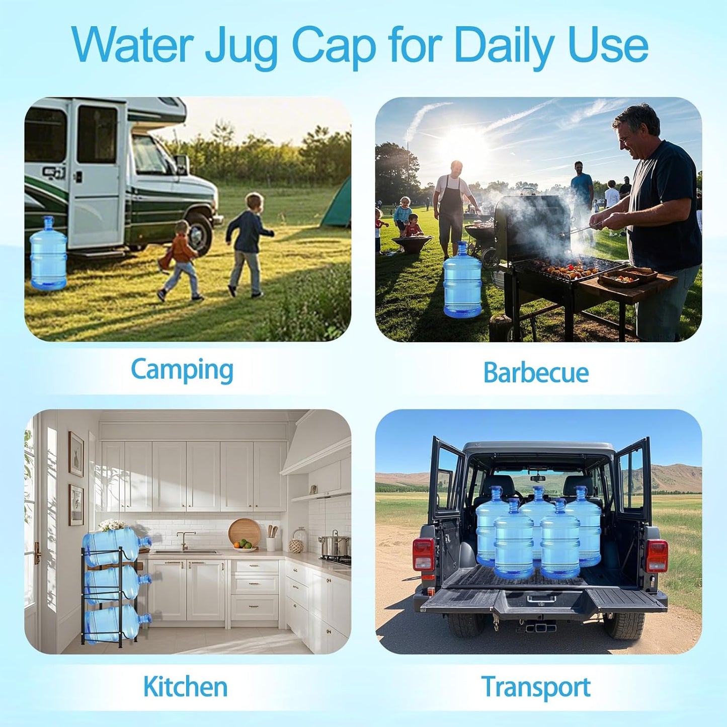 🔥Hot Sale 48% OFF🔥5 PCS 3 & 5 Gallon Water Jug Cap, Upgrade Reusable Replacement Caps, Non Spill Lids for 55mm Water Bottle