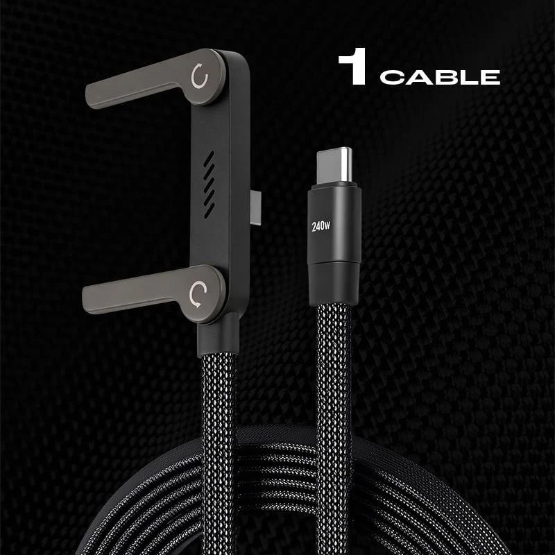 🔥 Last Chance: 49% Off Year-End Sale🔥 2-in-1 Invisible Holder Charger Cable – 240W Fast Charging Cord with Built-In Phone Stand