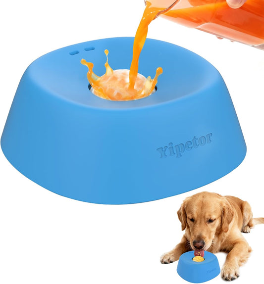 🎄Christmas Sales 48% OFF🎁Slow Feeder Dog Bowls for Liquid Treat, Anti-Slip[Entertained Ball-in] Bone Broth Dog Lick Bowl