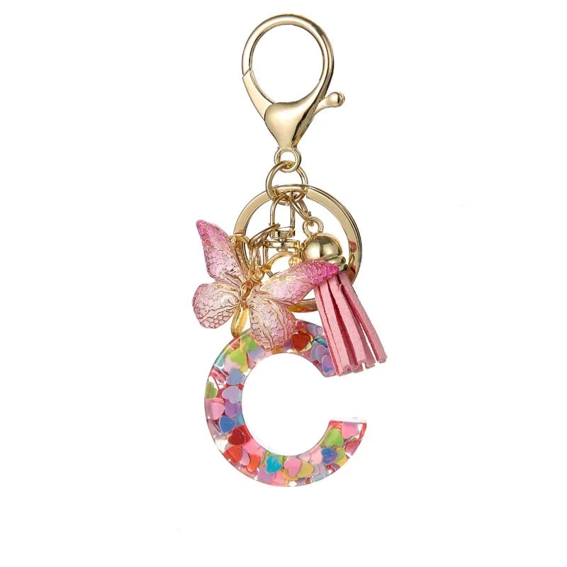 🔥Butterfly Letter Keychain Tassel Design Vibrant Durable Lightweight Gift