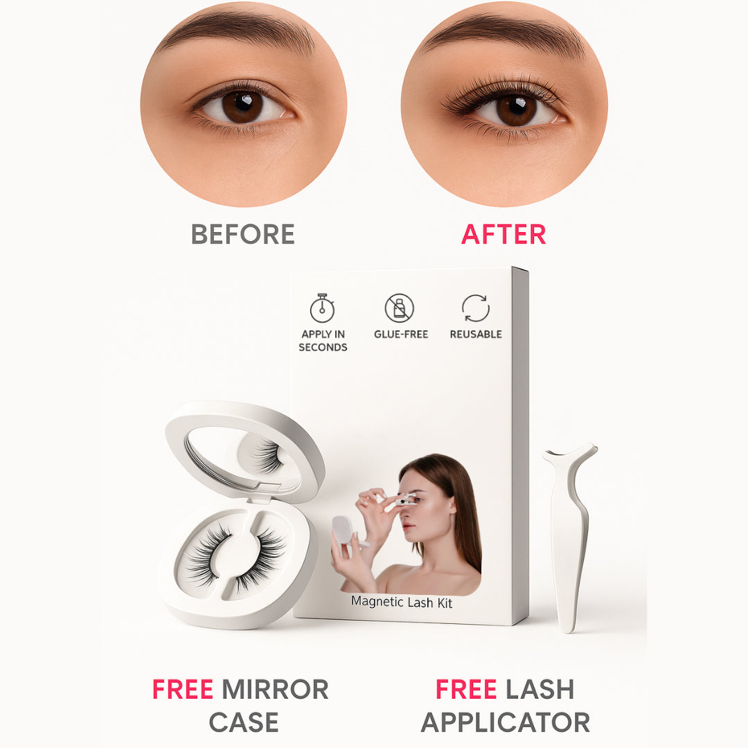 Magnetic Eyelashes Kit - Spiky Eyelash Clusters with Applicator Eyelash Curlers & Eyebrow Kit Glue-Free Waterproof Lightweight