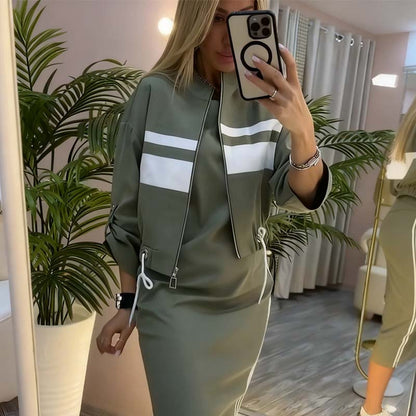 Women's High-Neck Jacket and Dress Set