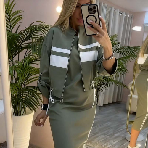 Women's High-Neck Jacket and Dress Set