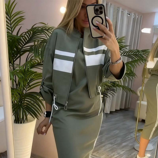 Women's High-Neck Jacket and Dress Set