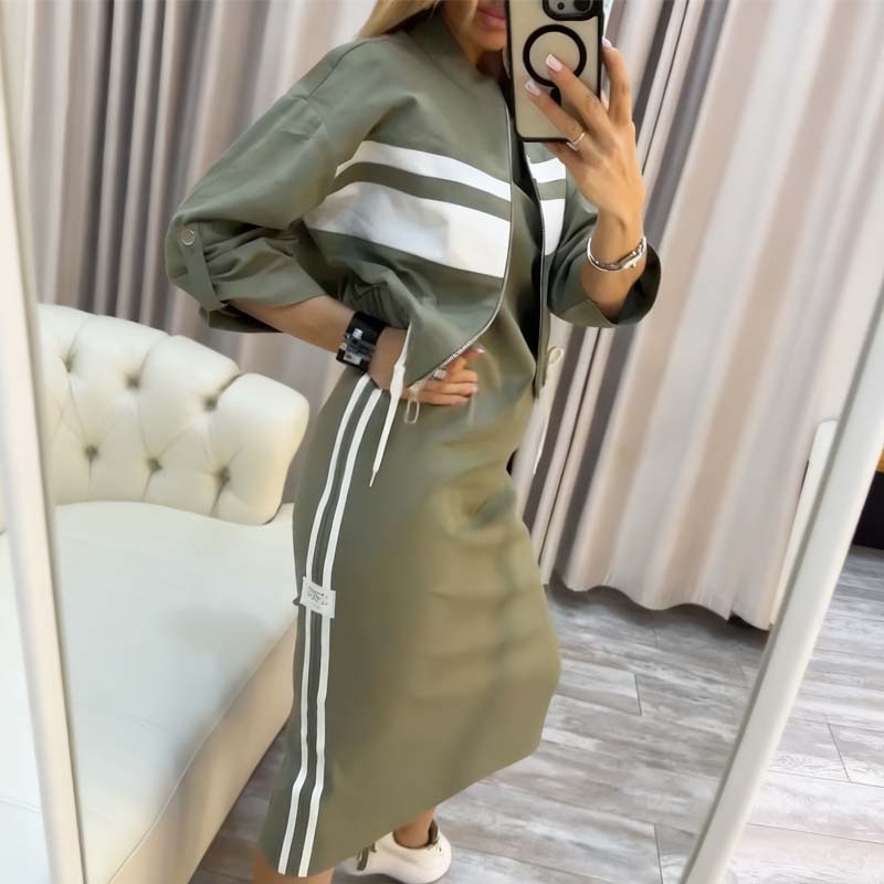 Women's High-Neck Jacket and Dress Set