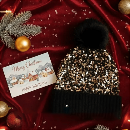 🎁Year-End Sale 48% OFF⚡✨Winter Sparkly Sequin Pom Beanie