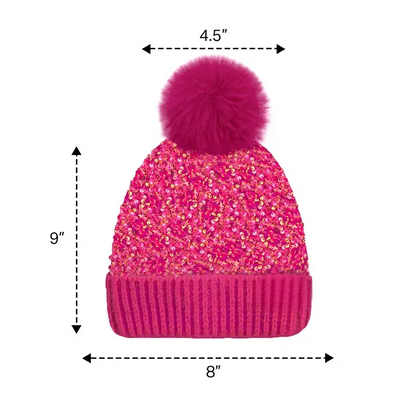 🎁Year-End Sale 48% OFF⚡✨Winter Sparkly Sequin Pom Beanie