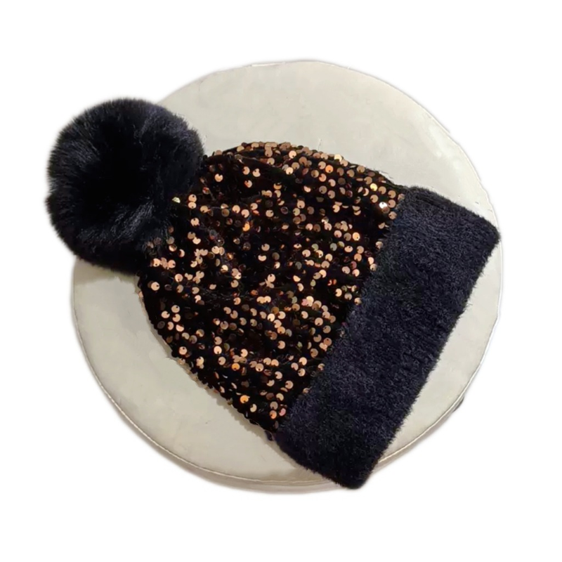 🎁Year-End Sale 48% OFF⚡✨Winter Sparkly Sequin Pom Beanie
